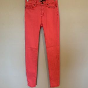 High rise pink/red skinny jeans